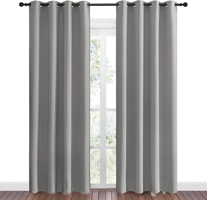NICETOWN Silver Grey Room Darkening Curtain Panels 86" Long - Image 2