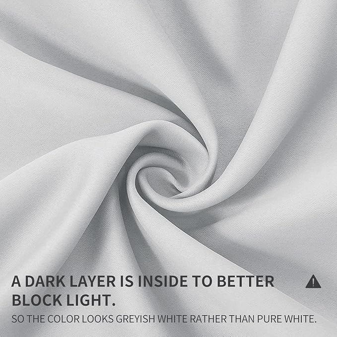 Joydeco White Curtains 95 Inches Long 1 Panel, Thermal Insulated Long Curtains& - Image 2