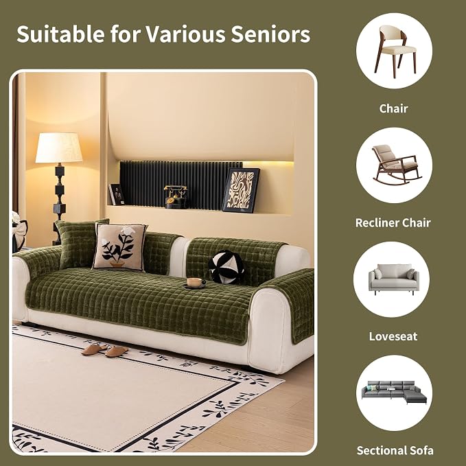 Velvet Couch Cover, Washable Sectional Sofa Cover, Anti Slip Sofa Slipcover - Image 4
