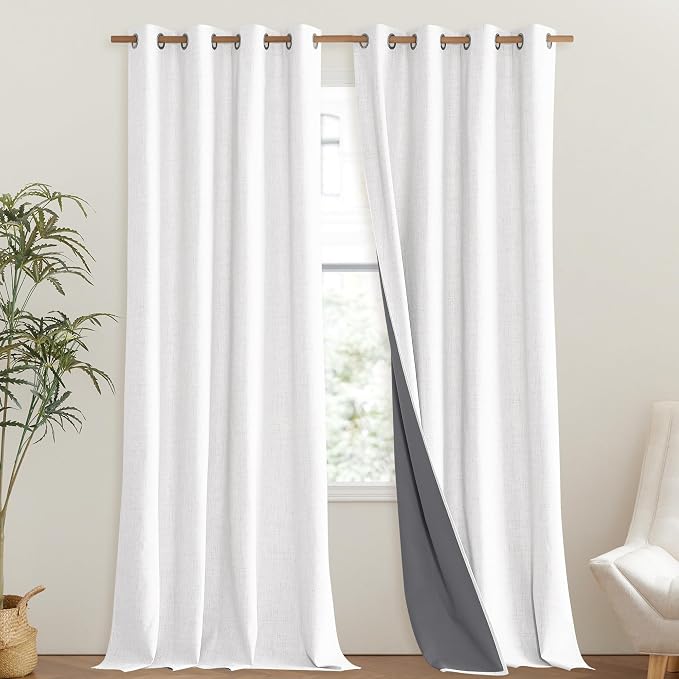 NICETOWN 100% Absolutely Blackout Linen Curtains - Image 2