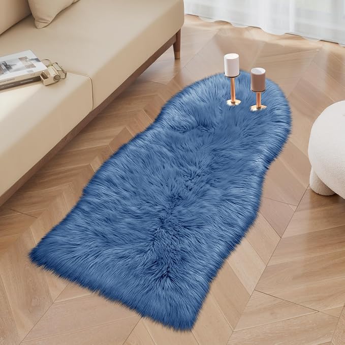 Ciicool Ultra Soft Faux Sheepskin Fur Rug Fluffy Chair Rug - Image 3