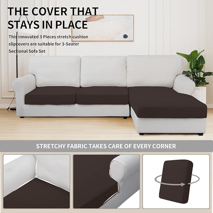 Easy-Going Stretch 3 Pieces Couch Cushion Covers - Image 5