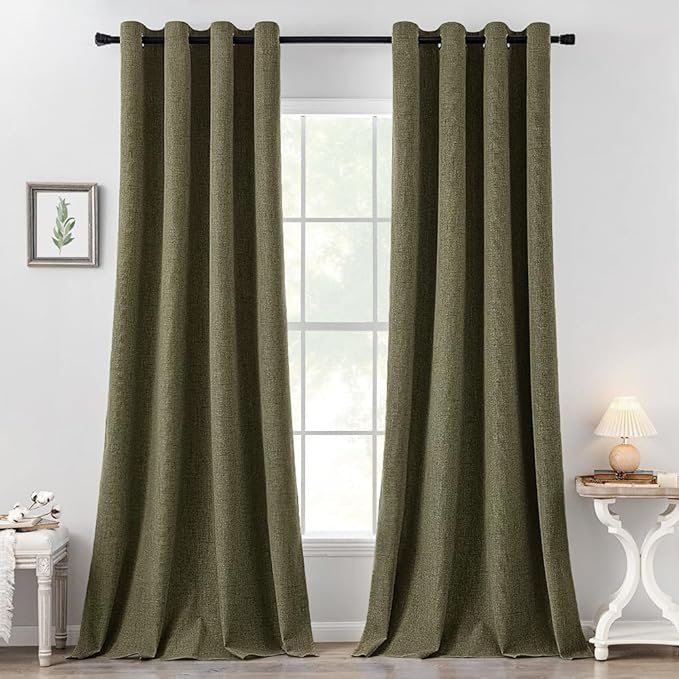 MIULEE Linen Texture Curtains for Bedroom Solid 100% Blackout Thermal Insulated by MIULEE
