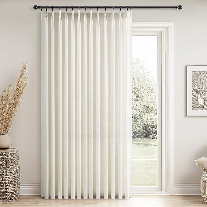 Topfinel Pinch Pleated Curtains 90 Inches Long 1 Panels Set, Natural Cream Semi by Topfinel