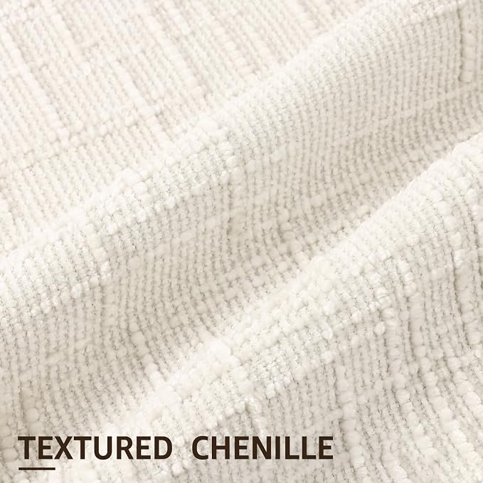decorUhome Summer Cream White Chenille Throw Pillow Covers 20x20 Set of 2 - Image 2