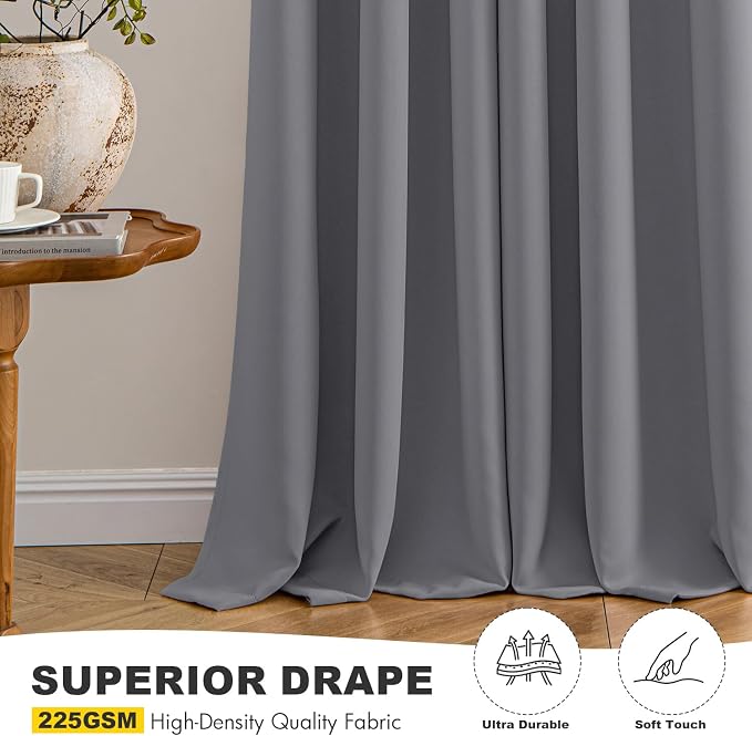 MIULEE Blackout Curtains for Bedroom 2 Panels 40 x 72 Inch Long Light Gray | - Image 5