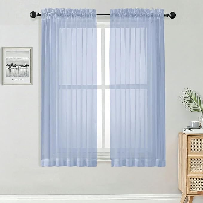 OWENIE Sheer Curtains 63 Inch Length 2 Panels Set by OWENIE