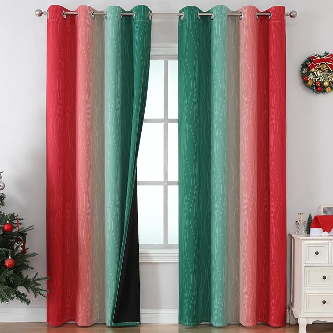Estelar Textiler Red and Green Christmas Blackout Curtains by ESTELARTEXTILER