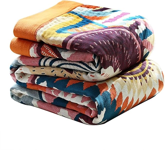 MSGKV Boho Throw Blanket for Bed 100% Cotton Blankets 90''x98'' Decorative by MSGKVHomeTextiles