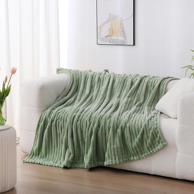 Sage Green Fleece Throw Blanket 50”×60” - Image 2