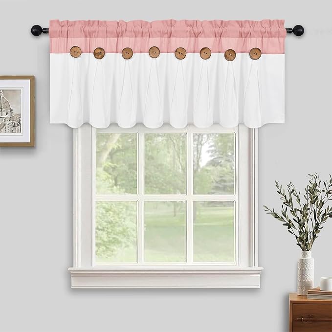 FRAMICS Farmhouse Valance Curtains, Boho Cotton Linen Kitchen Valance, Country - Image 3