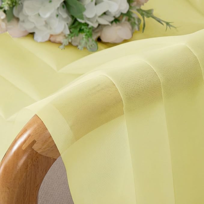 Simplebrand Light Yellow Sheer Curtains 72 Inches Long 2 Panels - Image 6