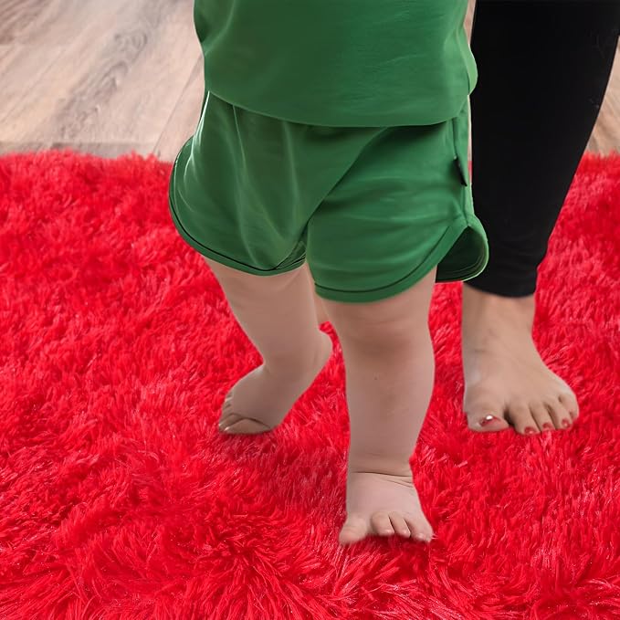 Soft Runner Rugs for Bedroom Hallways, 2x6 Red Fluffy Shag Throw Area Rug Non - Image 4