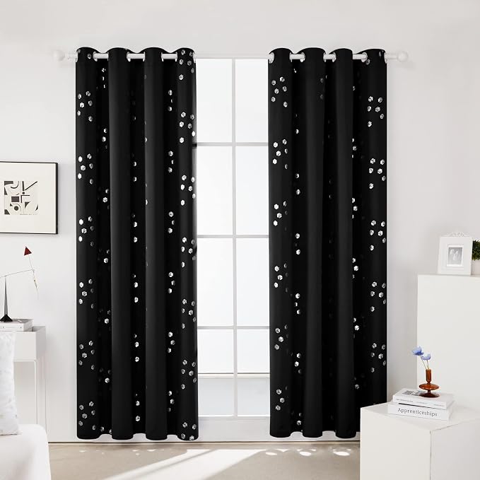Deconovo Designer Series Silvery Cubic Printed Blackout Curtains - Image 2