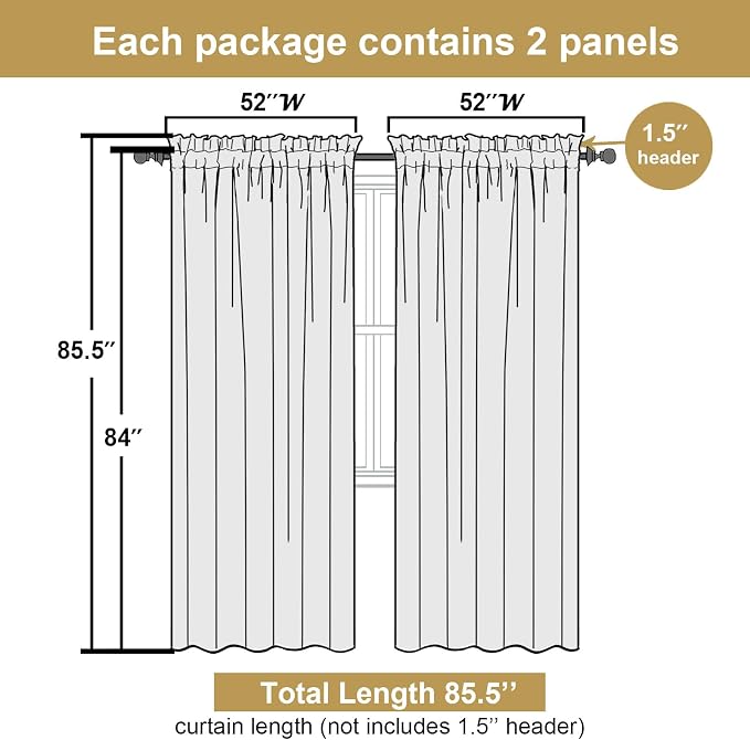 Lecloud Leia Ivory Sheer Curtains 84 Inches Long 2 Panels, Airy Voile Jacquard - Image 2