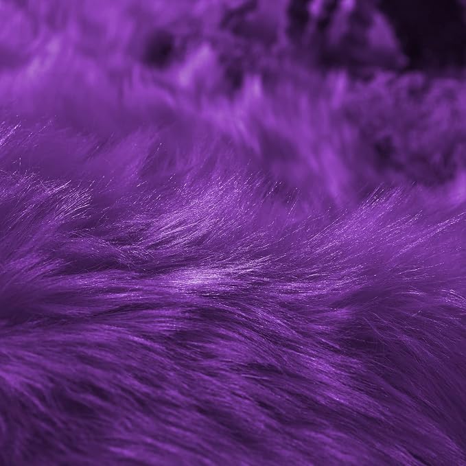 Goolela Purple Circle Rug 5ft Fluffy Round Fuzzy Furry Faux Fur Sheepskin Carpet - Image 6