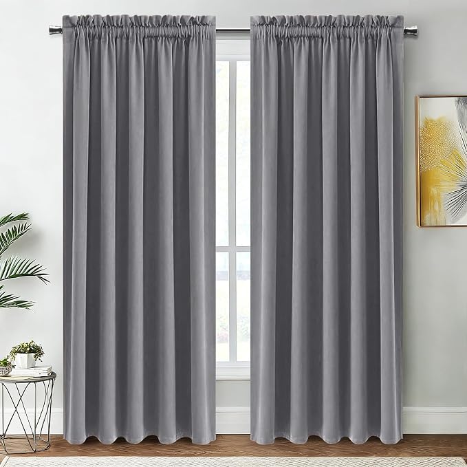 DWCN Grey Blackout Curtains for Bedroom, Thermal Insulated Energy Saving Room by DWCN