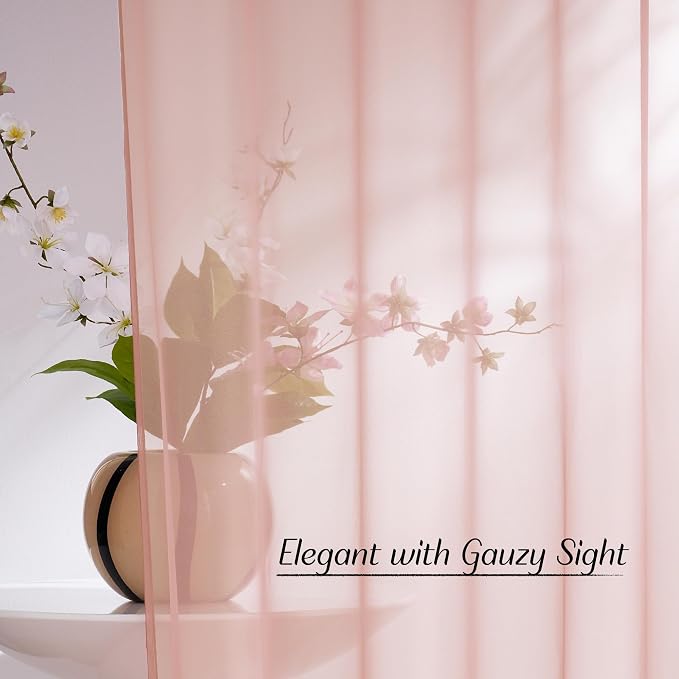 NICETOWN Light Pink Sheer Curtains - Image 3