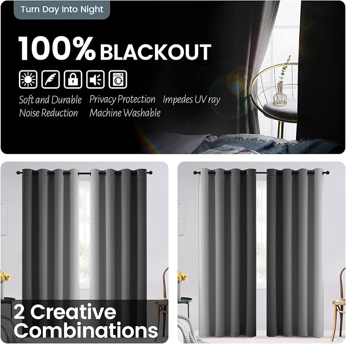 SimpleHome Blackout Curtains Ombre - Image 2