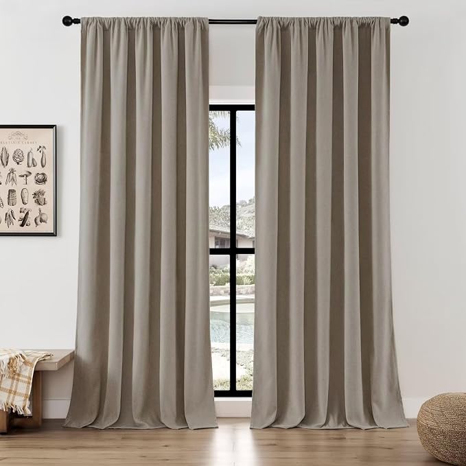 Joydeco Faux Linen Curtains 84 Inch Length 2 Panels Set, Light Filtering by JOYDECO