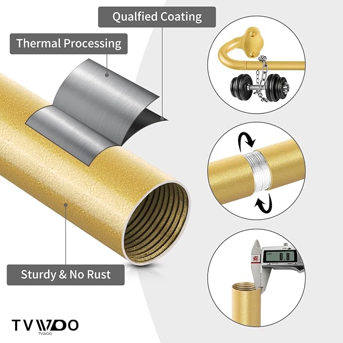 TVWOO Gold Wrap Around Curtain Rods 2 Pack:Small Blackout Adjustable Window - Image 4