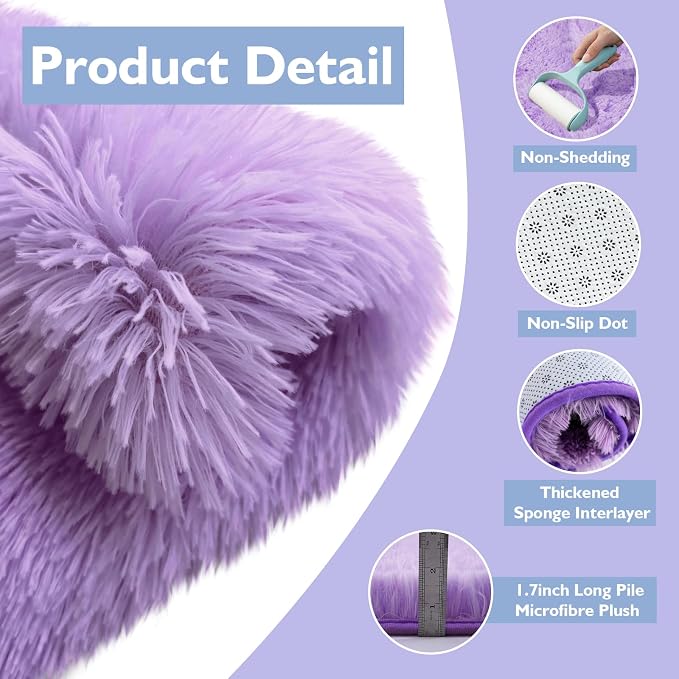 yulidayang Purple Fluffy Round Area Rugs - Image 3