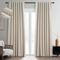 Topfinel 94 Inches Long Tan Colored Custom Blackout Linen Curtains, Internet by Topfinel