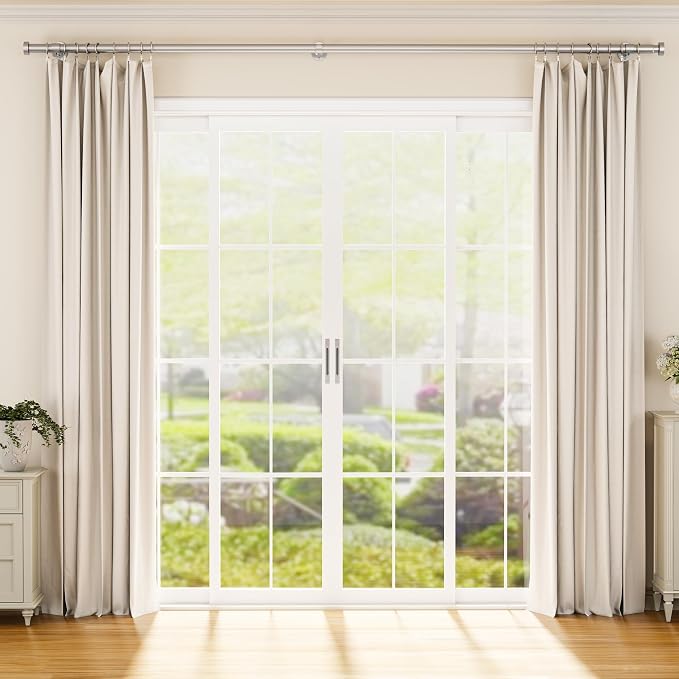 YaFex Heavy Duty Curtain Rods 32-150 Inch, 1 Inch Adjustable Silver Curtain Rod - Image 2