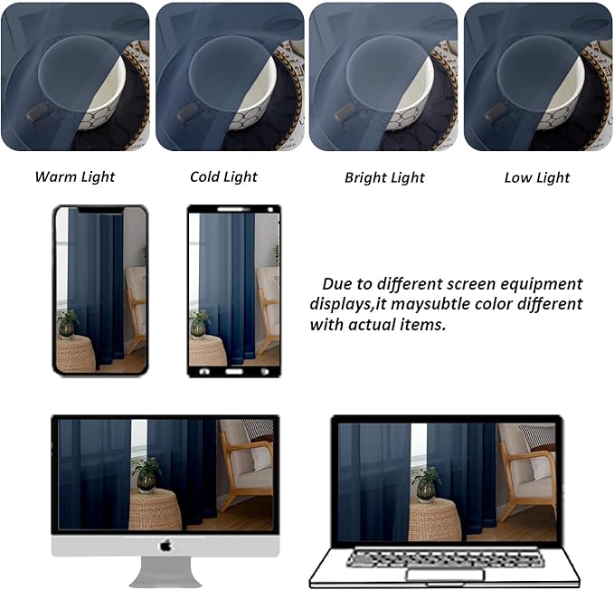 Chyhomenyc Navy Blue Sheer Curtains 84 Inches Long 2 Panels Set - Image 8