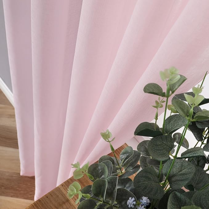 Tollpiz Sheer Tier Curtains Kitchen Linen Textured Half Curtain Sheers Light - Image 3