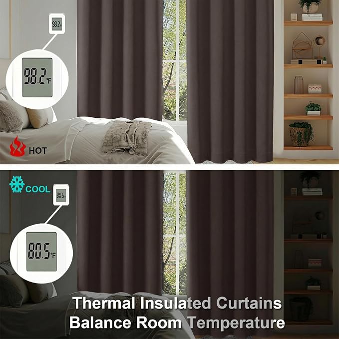 Simplebrand Ava Chocolate Short 36 Inches Blackout Curtain 2 Panels Set - Image 7