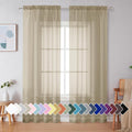 Simplebrand Taupe Sheer Curtains 90 Inches Long 2 Panels, Light Filtering Rod by Simplebrand