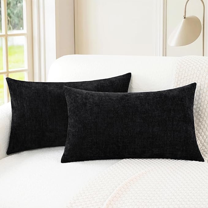 CaliTime Throw Pillow Covers Decorative 12 X 20 Inches Pack of 2 Cozy Chenille by CaliTime