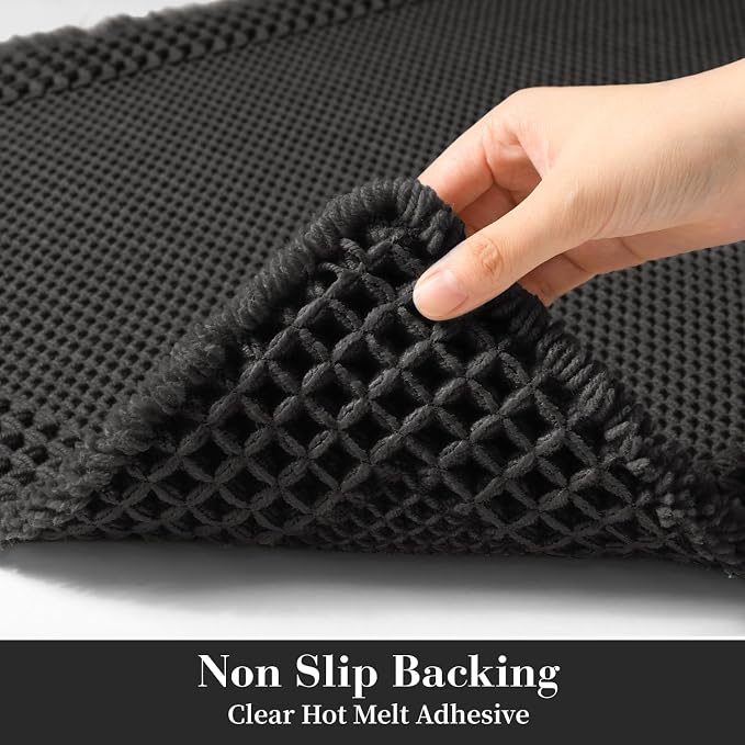 RESARE Waffle Bath Mat for Bathroom, Non Slip Bathroom Rugs 18"x30" Black | - Image 4