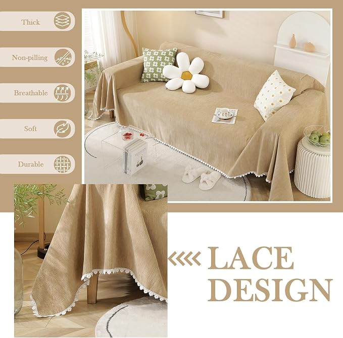 HANDONTIME Khaki Loveseat Covers Couch Cover - Image 2