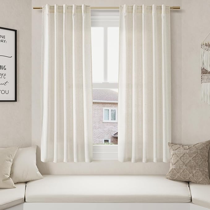 Nanspring Linen Curtains 63 Inch Length 2 Panels Set - Image 5