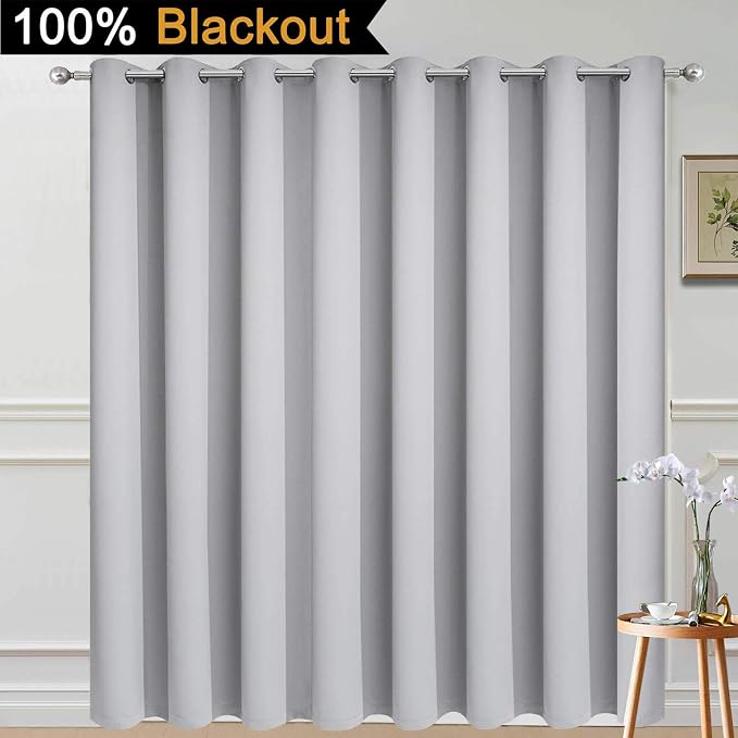 Yakamok 100% Blackout Extra Wide Thermal Insulated Curtains, Total Shade Patio - Image 2