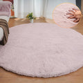ORINOVA Pink Boho Round Rugs 8ft Large Fluffy Machine Washable Fuzzy Fur Area by ORINOVA