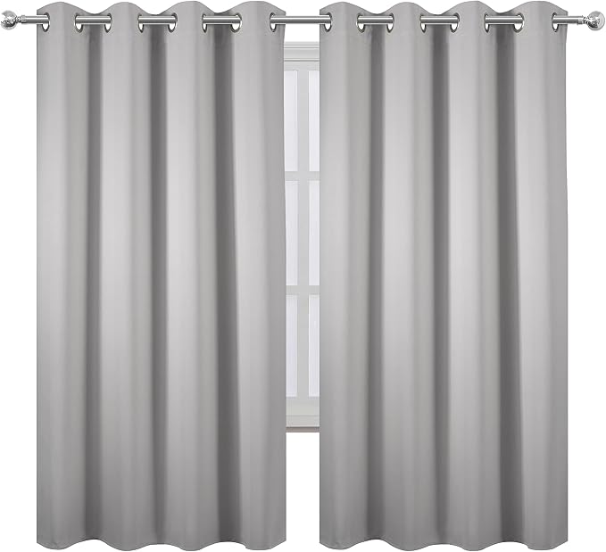 LEMOMO Light Grey Blackout Curtains 52 x 63 Inch Length/Set of 2 Curtain - Image 2