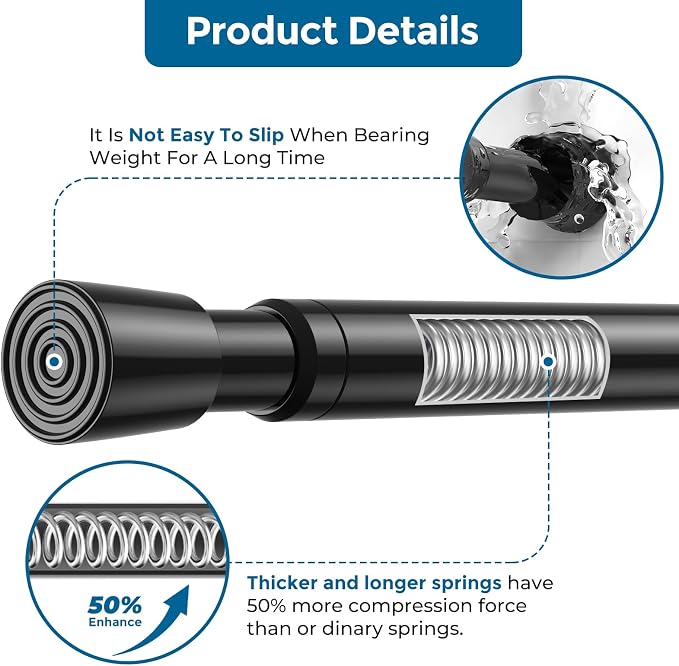 AIZESI 5/8 Inch Spring Tension Curtain Rods - Image 8