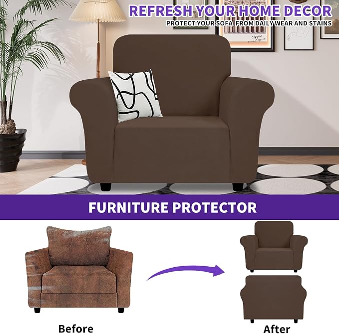 ZNSAYOTX Chair Cover with Arms, New Striped Sofa Chair Covers - Image 2