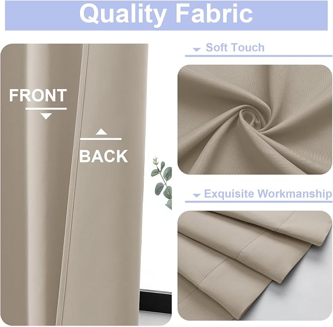 Simplebrand Ava Biscotti Beige Short 30 Inches Blackout Curtain 2 Panels Set - Image 4