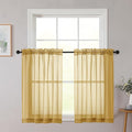 Chyhomenyc Gold Sheer Curtains 36 inch Length 2 Panels Set, Light Filtering by Chyhomenyc