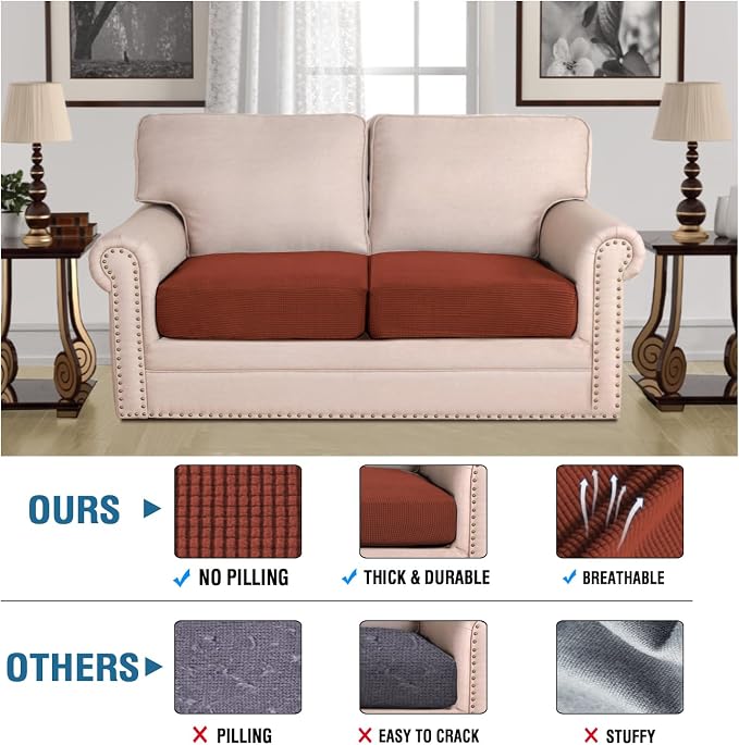 H.VERSAILTEX Super Stretch Individual Seat Cushion Covers Sofa Covers Couch - Image 2
