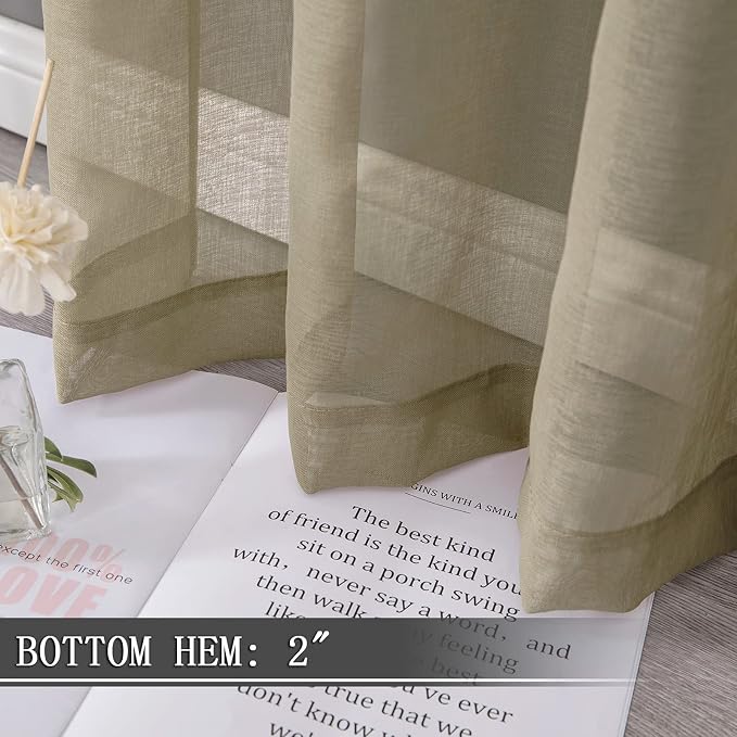 Tollpiz Sheer Curtain Linen Textured Living Room Curtains Sheer Light Filtering - Image 4
