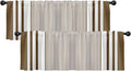 Emvency 2 Pack Valances Window Treatments, Striped Brown Minimalist Neutral by Emvency