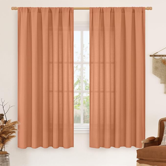LAMIT Linen Blended Window Curtains 63 inch Length by LAMIT