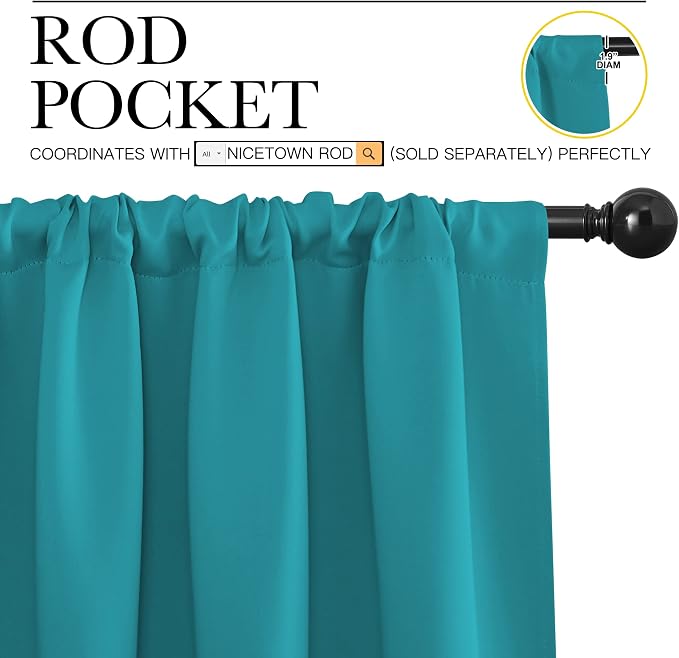 NICETOWN 2 Panels Blackout Curtains, Rod Pocket Thermal Insulated Drapes - Image 2
