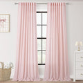 Pink Linen Curtains 90 Inch Long Back Tab Rod Pocket Window Treatment Curtain by Jolilight