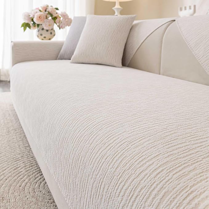 Soft Waterproof Chenille Cover Washable, Non Slip Sectional Sofa Covers by Aucrovee